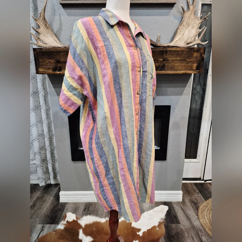 Madewell Shirt Dress Size Large Multicolor Striped Garment - Picture 4 of 7